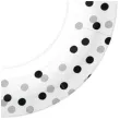 talerzyki papierowe czarno srebrne konfetti biale paw 23 cm 10 szt