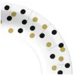 talerzyki papierowe czarno zlote konfetti biale paw 18 cm 10 szt