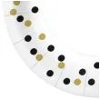 talerzyki papierowe czarno zlote konfetti biale paw 18 cm 10 szt