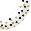 talerzyki papierowe czarno zlote konfetti biale paw 23 cm 10 szt