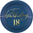 talerzyki papierowe happy birthday 18 granatowy partypal 18 cm 6 szt