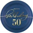talerzyki papierowe happy birthday 50 granatowy partypal 18 cm 6 szt