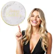 talerzyki papierowe happy birthday bialo zlote santex 22 5 cm 10 szt