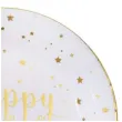 talerzyki papierowe happy birthday bialo zlote santex 22 5 cm 10 szt