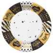 talerzyki papierowe happy birthday gwiazdki czarne zlote maki 18 cm 8 szt