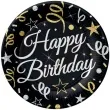 talerzyki papierowe happy birthday imprezowe wzory czarne godan 18 cm 6 szt