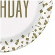 talerzyki papierowe happy birthday konfetti bialy unique 23 cm 8 szt