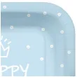 talerzyki papierowe happy birthday kropki blekitne kwadratowe paw 23 x 23 cm 10 szt