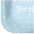 talerzyki papierowe happy birthday kropki blekitne kwadratowe paw 23 x 23 cm 10 szt