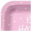 talerzyki papierowe happy birthday kropki rozowe kwadratowe paw 23 x 23 cm 10 szt