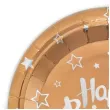 talerzyki papierowe happy birthday rozowe zloto partypal 23 cm 6 szt