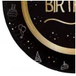 talerzyki papierowe happy birthday shining glam czarno zloty folat 23 cm 8 szt