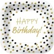 talerzyki papierowe happy birthday zlote konfetti biale kwadratowe paw 23 x 23 cm 10 szt