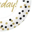 talerzyki papierowe happy birthday zlote konfetti paw 23 cm 10 szt