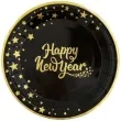talerzyki papierowe happy new year czarne partypal 18 cm 6 szt