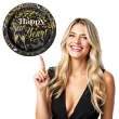 talerzyki papierowe happy new year czarne unique 18 cm 8 szt