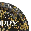 talerzyki papierowe happy new year czarne unique 18 cm 8 szt