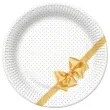 talerzyki papierowe kokarda i groszki bialy maki 18 cm 8 szt