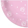 talerzyki papierowe korony i kropki rozowe paw 18 cm 10 szt