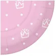 talerzyki papierowe korony i kropki rozowe paw 18 cm 10 szt