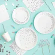 talerzyki papierowe kropki srebrne biale partypal 23 cm 6 szt