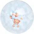 talerzyki papierowe misie z balonikami blekitny congee 18 cm 6 szt