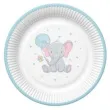talerzyki papierowe slonik z balonem blekitny maki 18 cm 8 szt