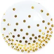 talerzyki papierowe zlote groszki biale kraszek 18 cm 6 szt