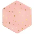 talerzyki papierowe zlote gwiazdki rozowe partypal 23 cm 8 szt