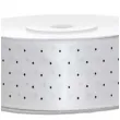tasiemka satynowa kropki biala zlamana partydeco 25 mm 25 m