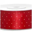 tasiemka satynowa kropki czerwona partydeco 25 mm 25 m