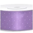 tasiemka satynowa kropki lawendowa partydeco 25 mm 25 m