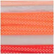 tasiemka satynowa kropki pomaranczowo czerwona aliga 6 mm 3 m