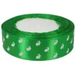 tasiemka satynowa swiateczna kroliczki zielona brewis 25 mm 22 m