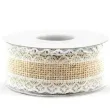 tasma dekoracyjna jutowa z koronka 2 brazowa partydeco 500 x 4 cm