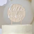 topper drewniany hello baby amscan 12 x 18 cm