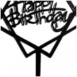 topper happy birthday geometria czarny jix 17 cm