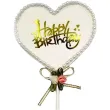 topper happy birthday serce z koralikami jix 20 cm