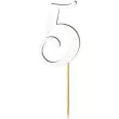 topper laminowany liczba 5 bialy 18 cm