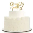 topper na tort golebica dekoracja na chrzest swiety zloty lustrzany 16 5 cm