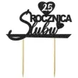 topper papierowy 25 rocznica slubu czarny brokat 15 5 x 17 5 cm