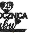topper papierowy 25 rocznica slubu czarny brokat 15 5 x 17 5 cm