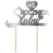 topper papierowy 45 rocznica slubu srebrny metalic 15 5 x 17 5 cm