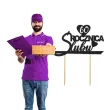 topper papierowy 60 rocznica slubu czarny brokat 15 5 x 17 5 cm
