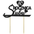 topper papierowy 80 rocznica slubu czarny brokat 15 5 x 17 5 cm