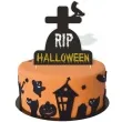 topper papierowy halloween nagrobek czarny i zloty brokat 14x22 cm