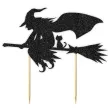 topper papierowy halloween wiedzma czarny brokat 19x17 cm