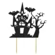 topper papierowy halloween zamek czarny brokat 15x20 cm