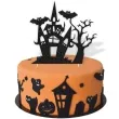 topper papierowy halloween zamek czarny brokat 15x20 cm