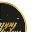 topper papierowy happy birthday gwiazdki czarno zloty godan 10x20 cm